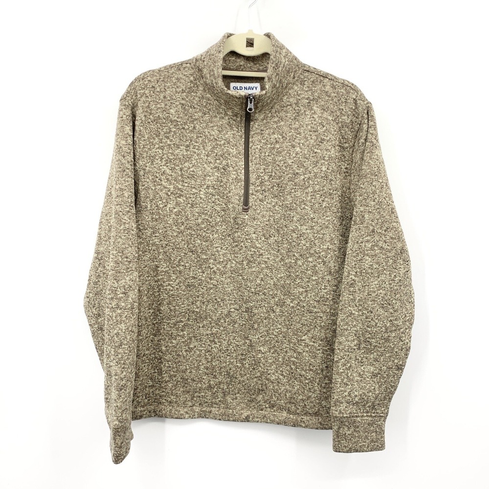 Old Navy Men Size Medium Sweater 1/4 Zip Pullover Fleece Top Brown Sweatshirt‎